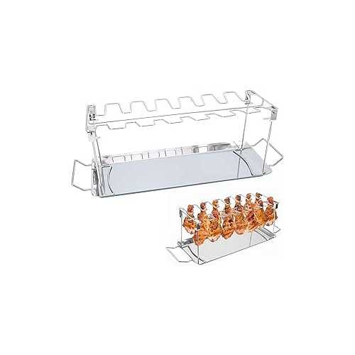 Stainless Steel Chicken Wing Holder Enders | Barbecue Holder for 14 Chicken Thighs and Wings - Washable and Space-Saving