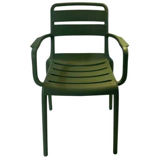 Sedia impilabile Nina con braccioli da giardino | Mestucò
