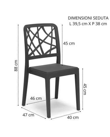 Modern polypropylene chair Penelope | Mestucò