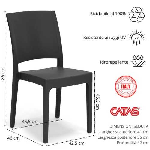 Donatella modern polypropylene chair for kitchen and garden | Mestucò