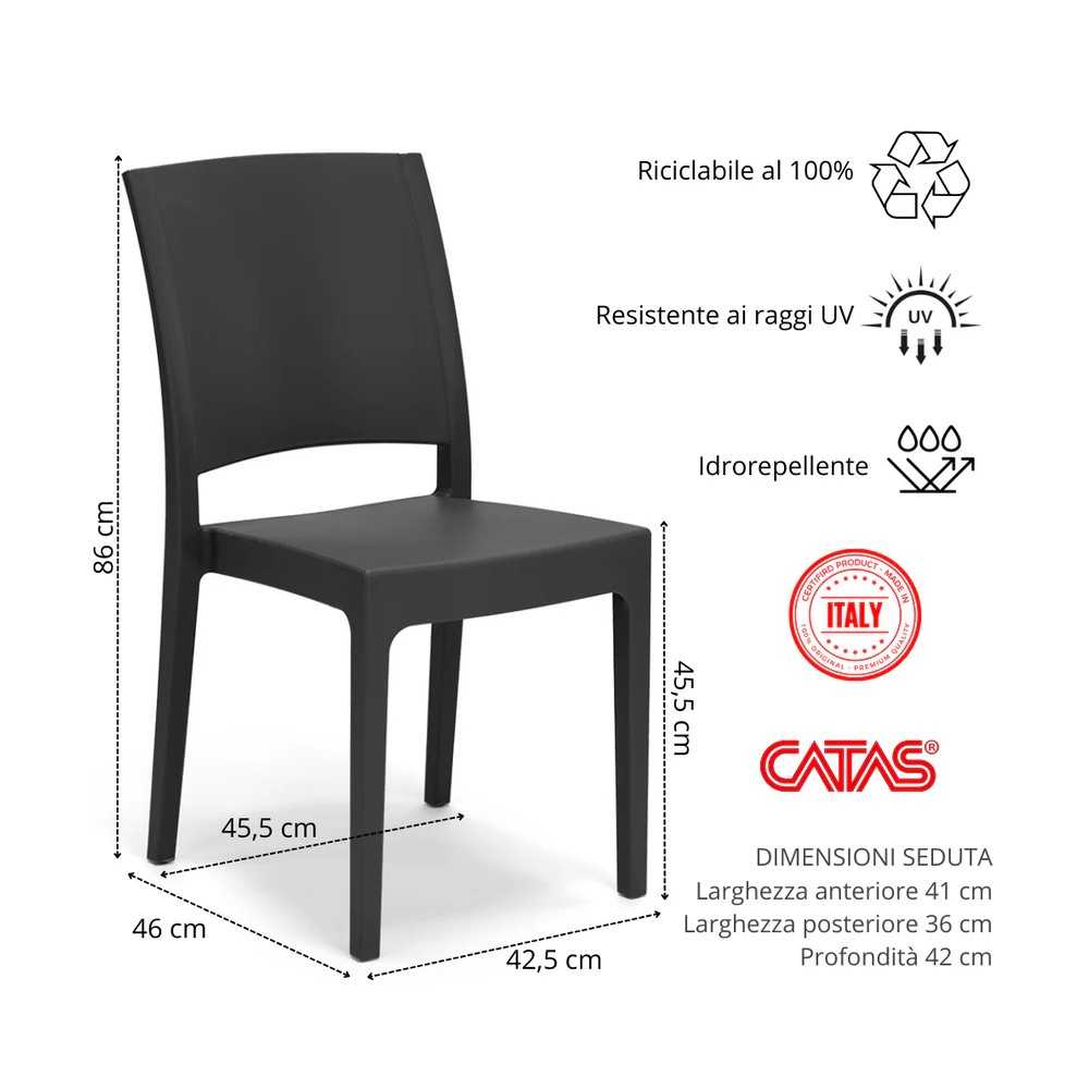 Donatella modern polypropylene chair for kitchen and garden | Mestucò