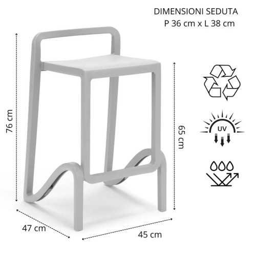 Modern Eolo 75 stool for indoor and outdoor counters | Mestucò