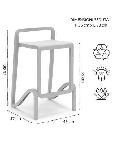 Sgabello Eolo 75 moderno per bancone interno ed esterno | Mestucò