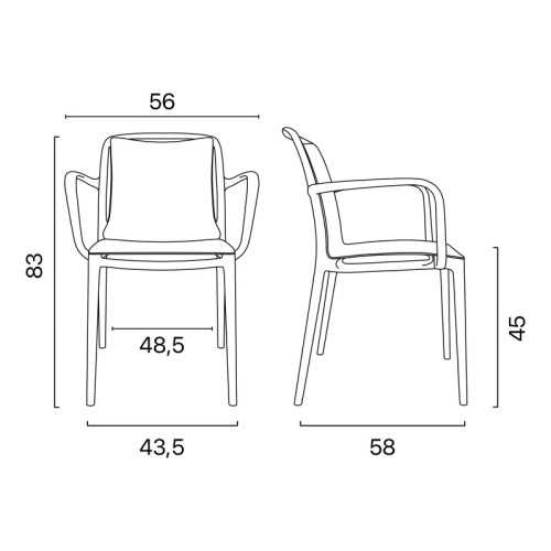 Aurora polypropylene armchair for indoor or outdoor use | Mestucò