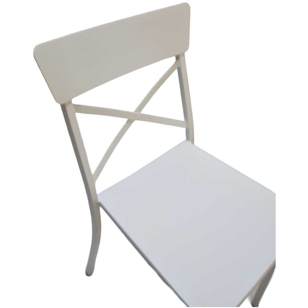 Cross white iron garden chair | Mestucò