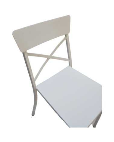 Cross white iron garden chair | Mestucò