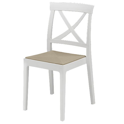 Sedia-sedile-finta-paglia-Adele-struttura-bianca