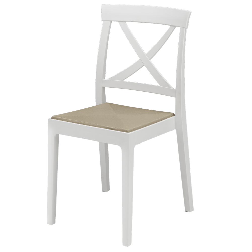 Sedia-sedile-finta-paglia-Adele-struttura-bianca